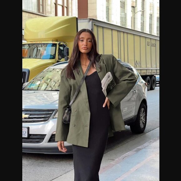 Princess Polly Lioness La Quinta Green Khaki Oversized Double Breasted Blazer XL - Picture 7 of 12